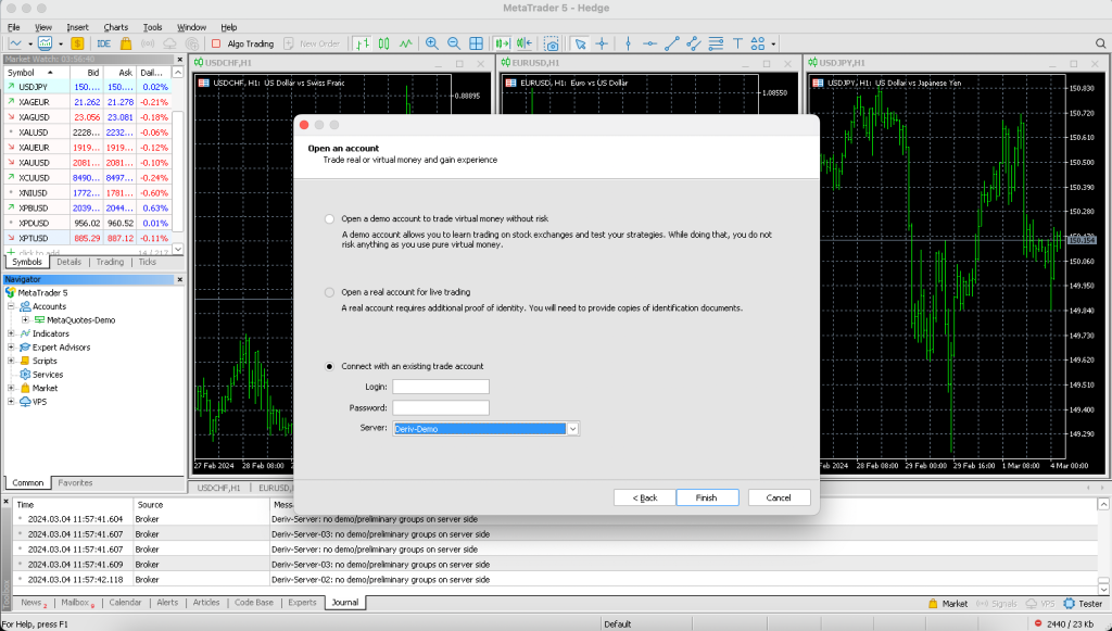 MT5 desktop app open an account 