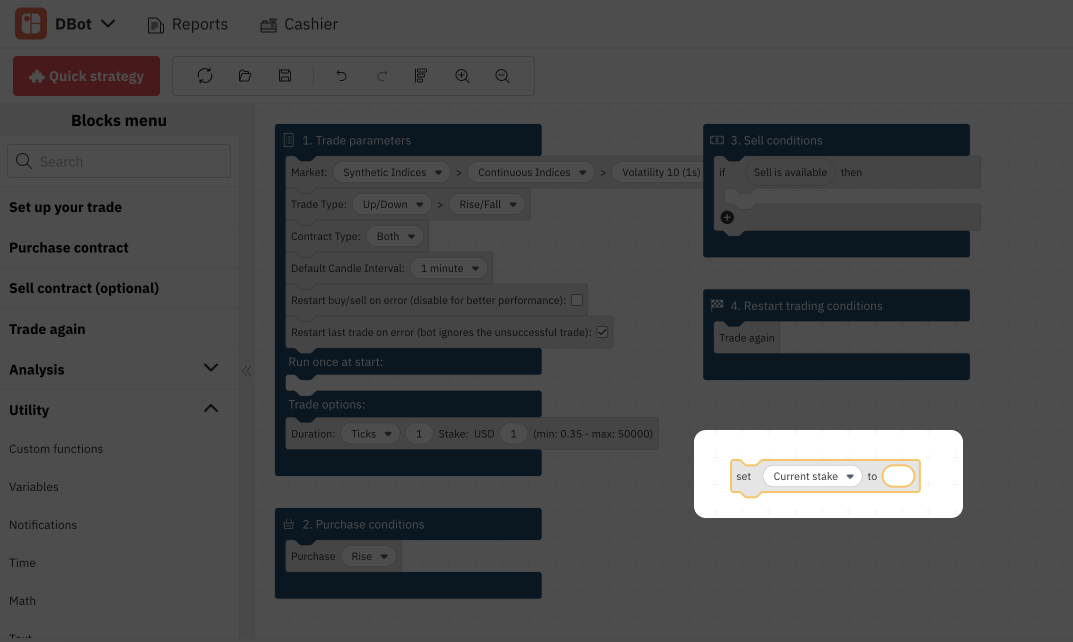 3.3. Deriv Bot 工作区中的新变量 – Deriv's Trading Bot